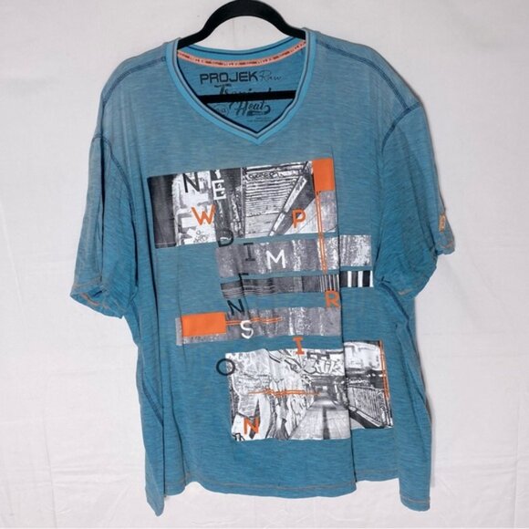 Projek Raw Tropical Heat Wave Blue Graphic Tee Crew Neck T Shirt 4XL - Picture 14 of 14
